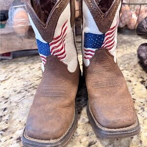 Durango Kids Patriotic Brown and White Boots